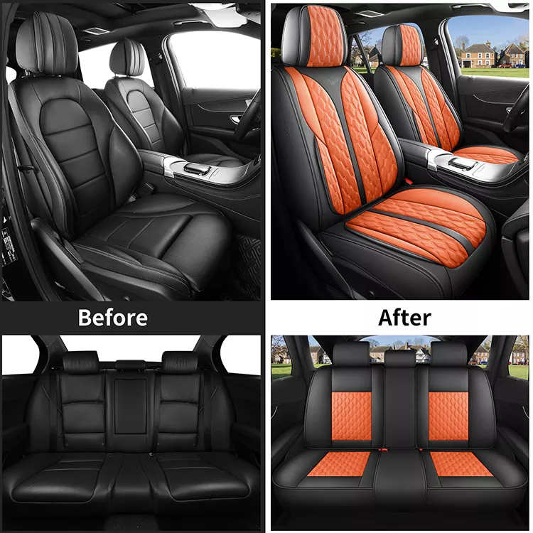 Leather Universal Auto Seat Cushion Covers Full Set